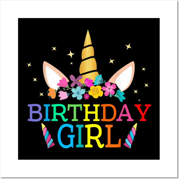 The Birthday Girl Unicorn Birthday Wall Art by dashawncannonuzf